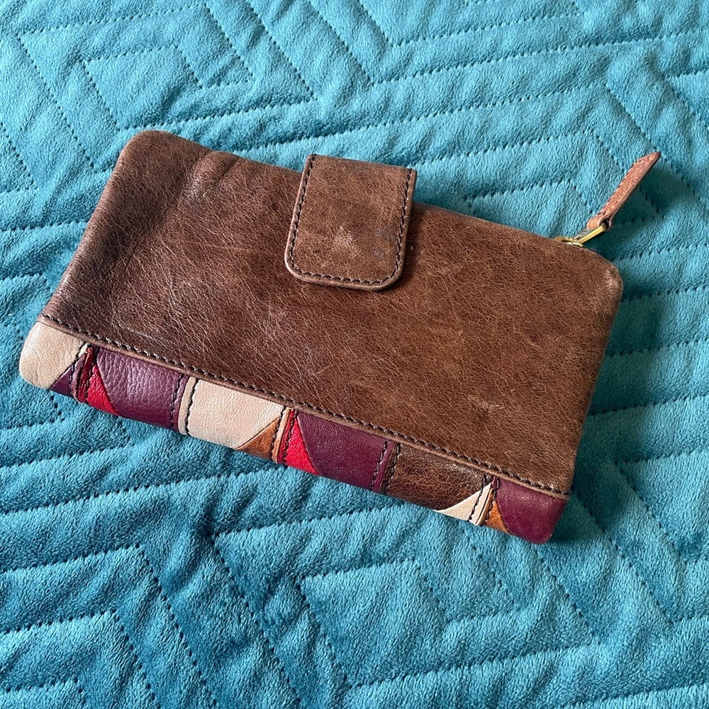 Fossil Brown And Red Patchwork Wallet - image 3